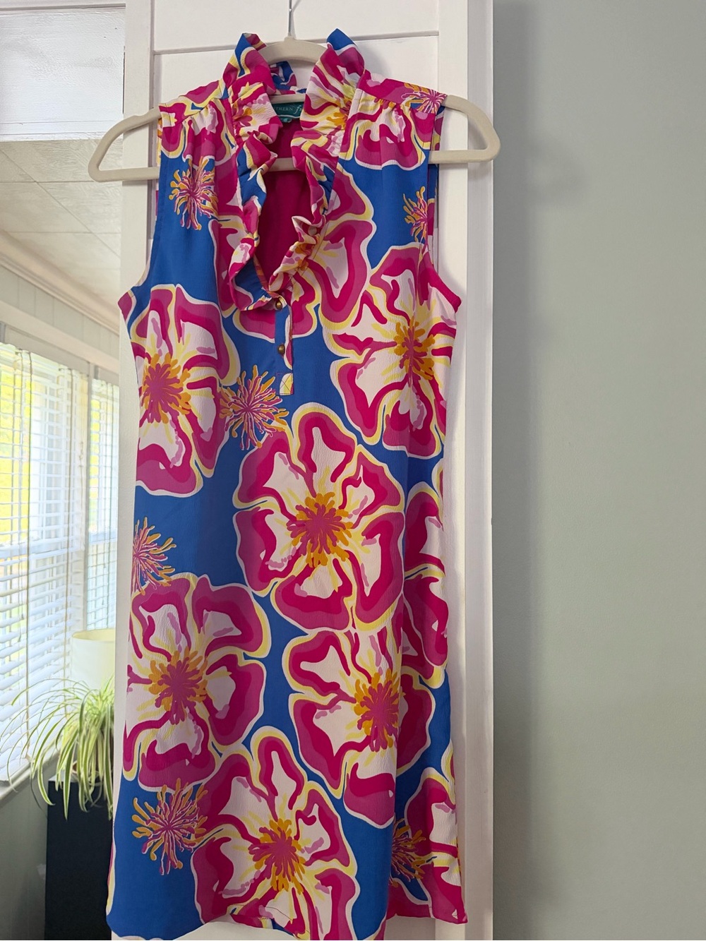 Southern Rock Bright Pink Floral Ruffle Dress